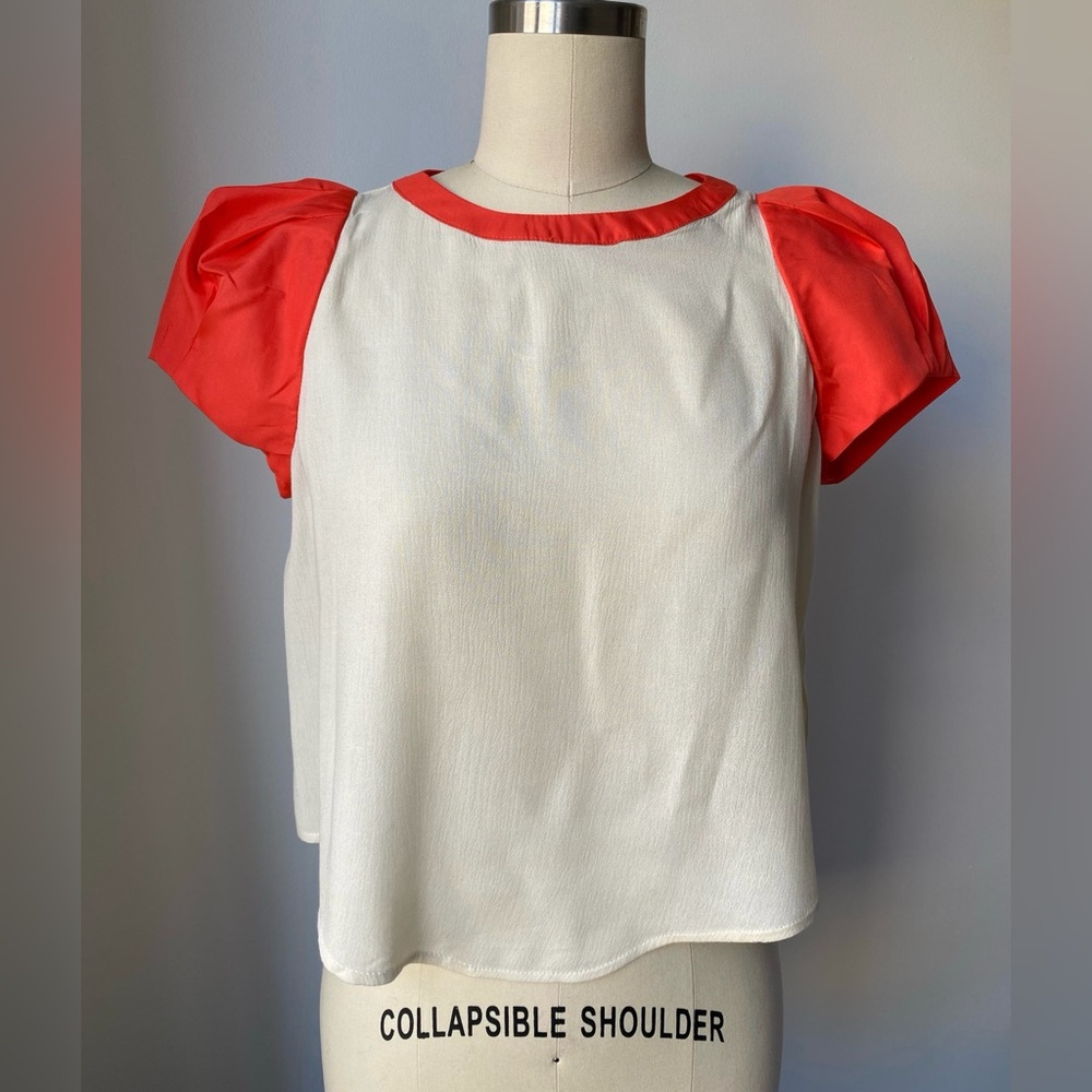 Rare Y2K I Love H81 by Forever 21 Colorblock Puff Sleeve Top